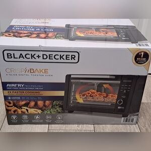New Black & Decker Bake & Crisp 6 Slice Air Fry Toaster Oven - Black